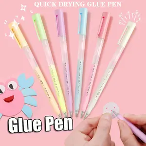 6 Color Pen Shape Glue Stick, Fast-Drying Craft Tape, Creative Student Colored Dot Glue Pens, Dual-Sided Adhesive Pen Tools