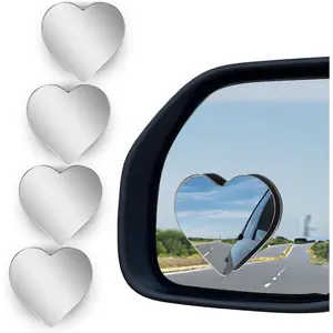 4Pcs Adjustable Heart Shaped Blind Spot Mirrors for Cars Wide Angle Convex RearView Mirror Removable Universal Stick-On