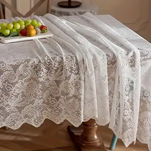 French Paisley Lace Tablecloth, Rectangular Polyester Fiber Runner, Washable Easy Clean, Suitable for Dining Tables and Coffee Tables