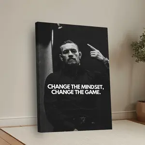 2D Flat 1pc Motivational McGregor Framed 2D Print Canvas Paint Boxing Wall Art Aesthetic Sports Ideal Gift for Office Cafe Home Livingroom Bedroom Classroom Kitchen Wall Decor