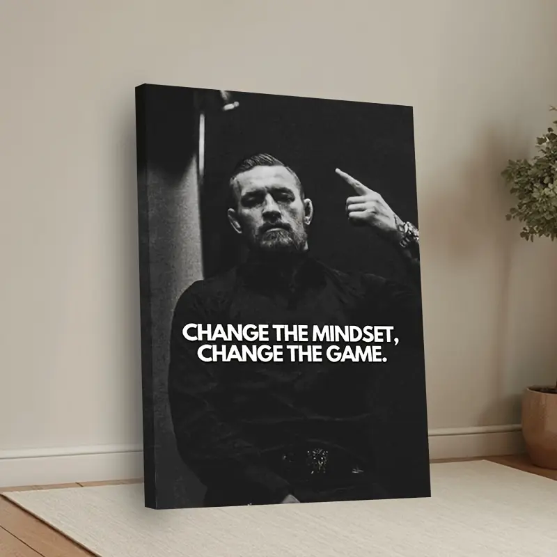 Change your mindset, change the game - Inspirational MMA Canvas Wall Art Changes the Competition. "MMA Sports Framed Prints, Dark Monochromatic Wall Decor, Suitable for Gyms, Ideal Gift for Boxing Enthusiasts"