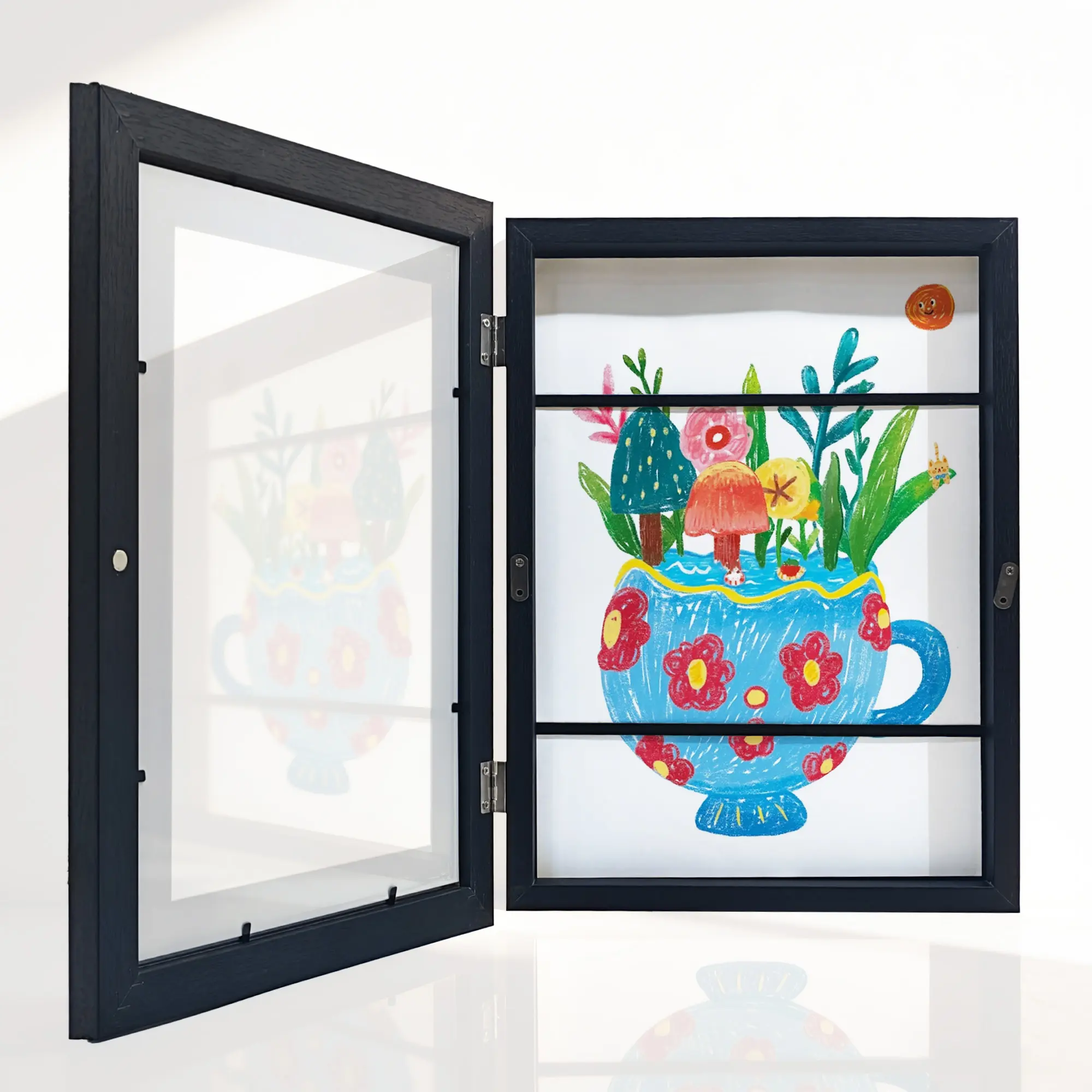 Kids Art Frames 8.5x11 Front Opening Changeable Kids Artwork Frames, Magnetic Door Design Holds Up To 100 Art Pieces, White Wall Mount Artwork Frames Perfect For Kids Art, 3D Picture, Handmade Crafts, Hanging Artworks And Kids Art Portfolio Storage