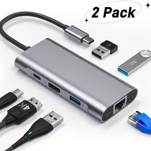New 6 in 1 Usb C Ethernet Multiport Adapter Macbook Pro/air Laptop Chargers & Adapters