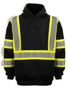 Security Black Hoodie Class III Reflective Hooded Sweatshirt