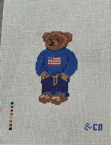 Needlepoint & Co. Blue Flag Bear - Mini