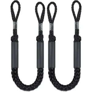 2PCS 3FT Premium Black Bungee Dock Lines Marine Boat Mooring Rope Boat Accessories