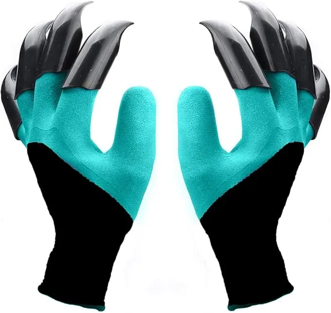Famoy Women's Claw Gardening Gloves for Planting - 10" Full Length, Durable Rubber/Latex & Polyester Material, Reinforced Plastic Claws, Quick Drying, Easy to Clean for Backyard Gardeners