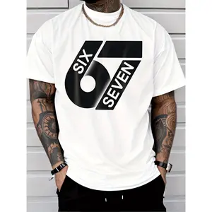 Men's Graphic T Shirt Short Sleeve Crew Neck Fitted Casual Street Style Summer Top With Six Seven Number Logo Pattern Menswear - Tshirt, Streetwear