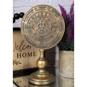 Wicca Celtic Sabbat Rune Triqueta Triquetra Wheel of The Year Desktop Plaque