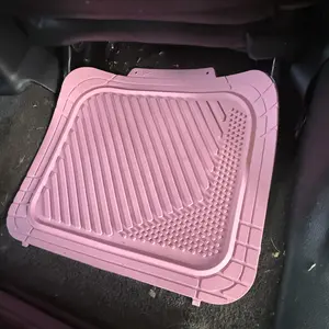 CAR PASS 4pcs Heavy Duty Rubber Floor Mats Pink 4-Piece Car Mat Set Universal Waterproof for SUV Truck Durable All-Weather Mats for Car Women Girly