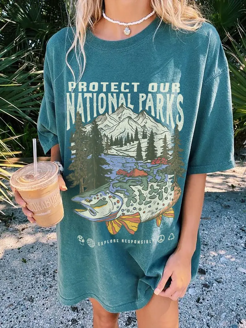 90s National Parks Comfort Colors Unisex T shirt Granola Girl Shirt Respect the Local Wildlife Tee Hiking Camping Clothes Wanderlust Shirt