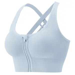 High-Impact Shockproof Front Zipper Sports Bra, High Stretch Gathering & Anti-Sagging, Plus Size Seamless Beauty Back Fitness Bralette