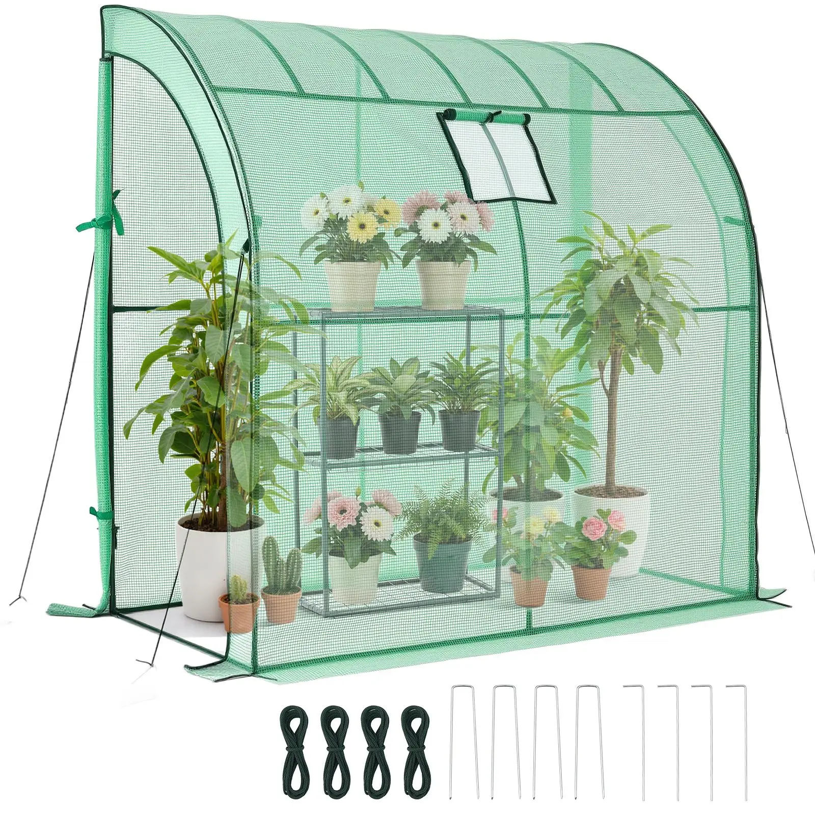 【SummerFinds】VEVOR Walk-in Green House, 78 x 39.4 x 78.7 in, Greenhouse with Shelves, High Strength PE Cover with Zipper Door and Steel Frame, Assembly in Minutes, Suitable for Planting and Storage