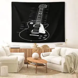 Guitar Music Themed Single-Sided Printed Pattern Tapestry, Lightweight Wall Decoration Cloth, Suitable For Bedroom, Apartment, Party Decoration