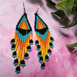 Colorful Beaded Earrings with Multicolor Beads for Festive Wear