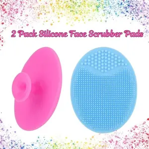 2 Pack Silicone Face Scrubber Pads – Soft Facial Cleansing Brush Exfoliator for Pore Cleansing, Blackhead Removal & Gentle Face Massage, Reusable Face Scrubbies for Women & Girls