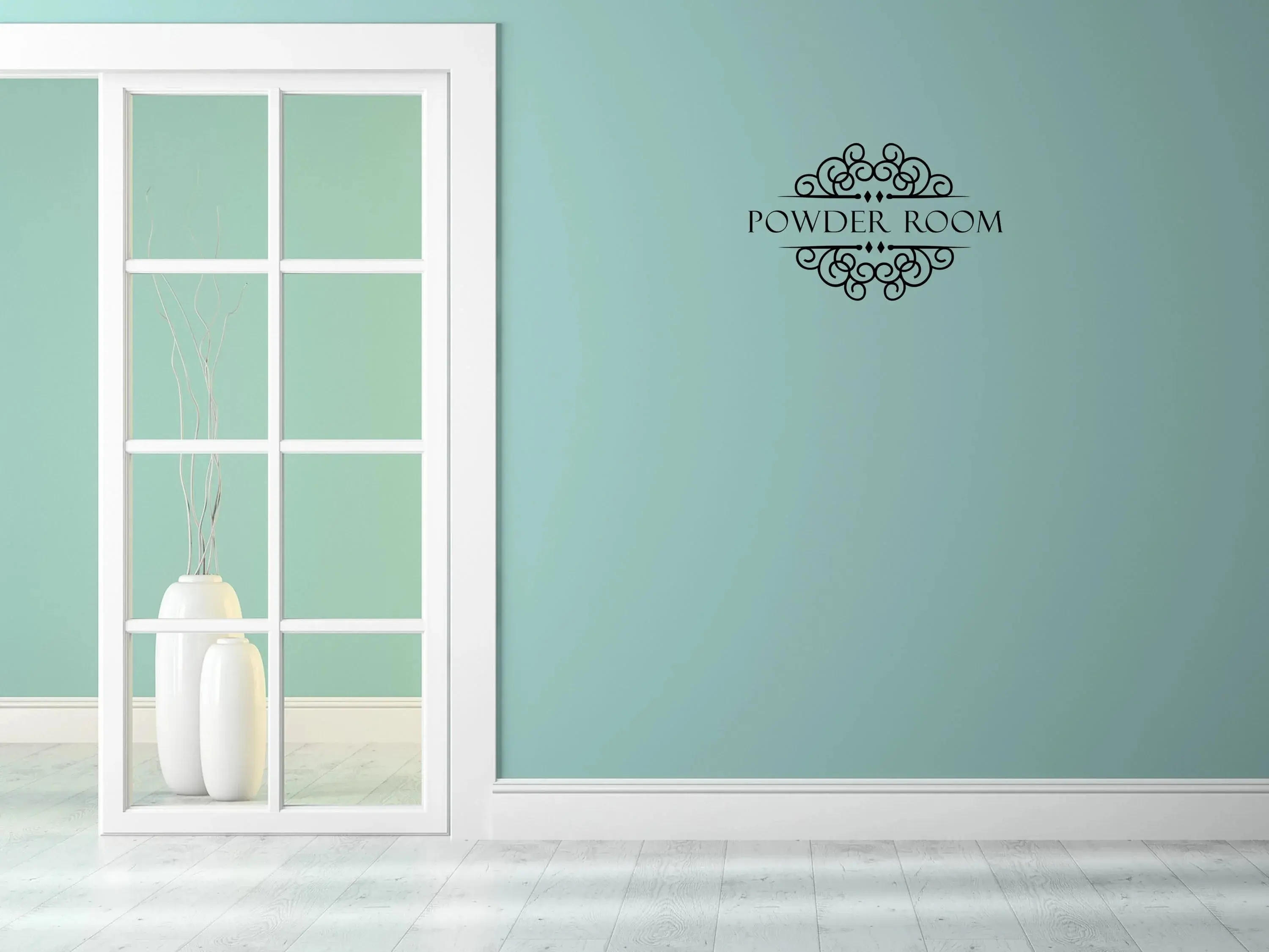 Powder Room Decal Wall Sign For Bathroom - Restroom Wall Art