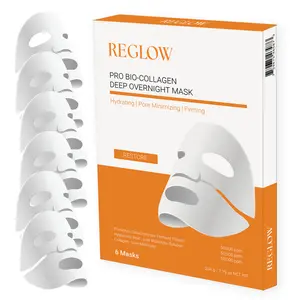 ReGlow Pro Bio-Collagen Deep Overnight Face Mask – Hydrating, Brightening & Radiant Glow Sheet Mask, Gentle Pore Care Moisturizing Sleeping Mask for Clear Smooth Skin (6 Pack)