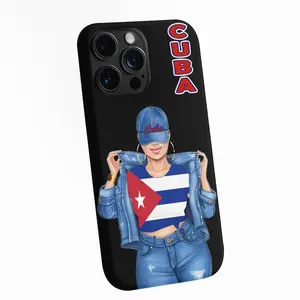 Cuba Pride Phone Case Stylish Latina Design HD Artwork Purple Landscape & Mushrooms Pattern Durable Protection for Cuban Queens Latina Lovers