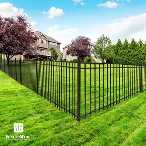 Fencer Wire Heavy Duty 76FT Fence Barrier Kit, 4FT Height X 8FT Width Panels, Anti-Rust Metal Steel Fence, Gate, Posts, Connectors, 2” Diameter Outdoor Fencing for Yard, Pool, Patio, Flat Top/Pinnacle