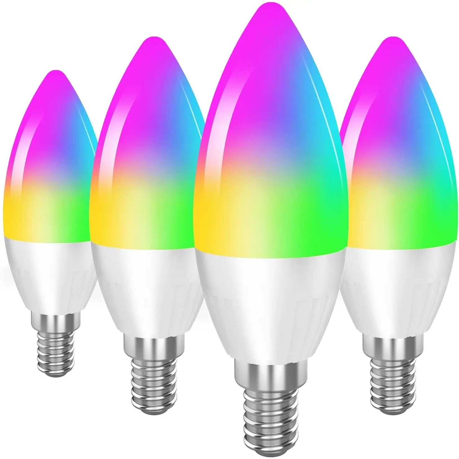 Smart Light Bulb Works with Alexa Google Home E12 Base WiFi Candelabra LED Light Bulb Color Changing Dimmable Chandelier Light Bulbs 360 lm 35w Equivalent 4 Pack (2.4GHz WiFi Only)