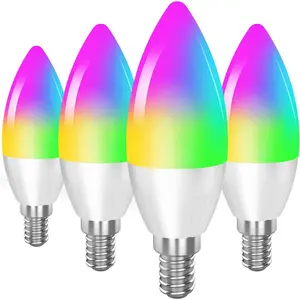 Smart Light Bulb Works with Alexa Google Home E12 Base WiFi Candelabra LED Light Bulb Color Changing Dimmable Chandelier Light Bulbs 360 lm 35w Equivalent 4 Pack (2.4GHz WiFi Only)