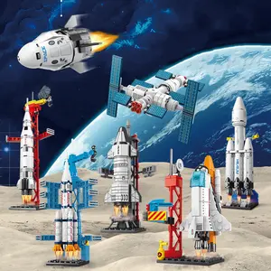 Space Shuttle Rocket Model Toy Set, Apollo Space Station Stem Building Block Sets, Science Interest Stimulator, Unisex DIY Puzzle Toy Gift, Rocket Model Kit