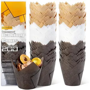 Tulip Cupcake Liners Holders 200PCS, Muffin Baking Cups, Cupcake Wrapper for Party, Wedding, Birthday, Christmas Bakeware Utensils