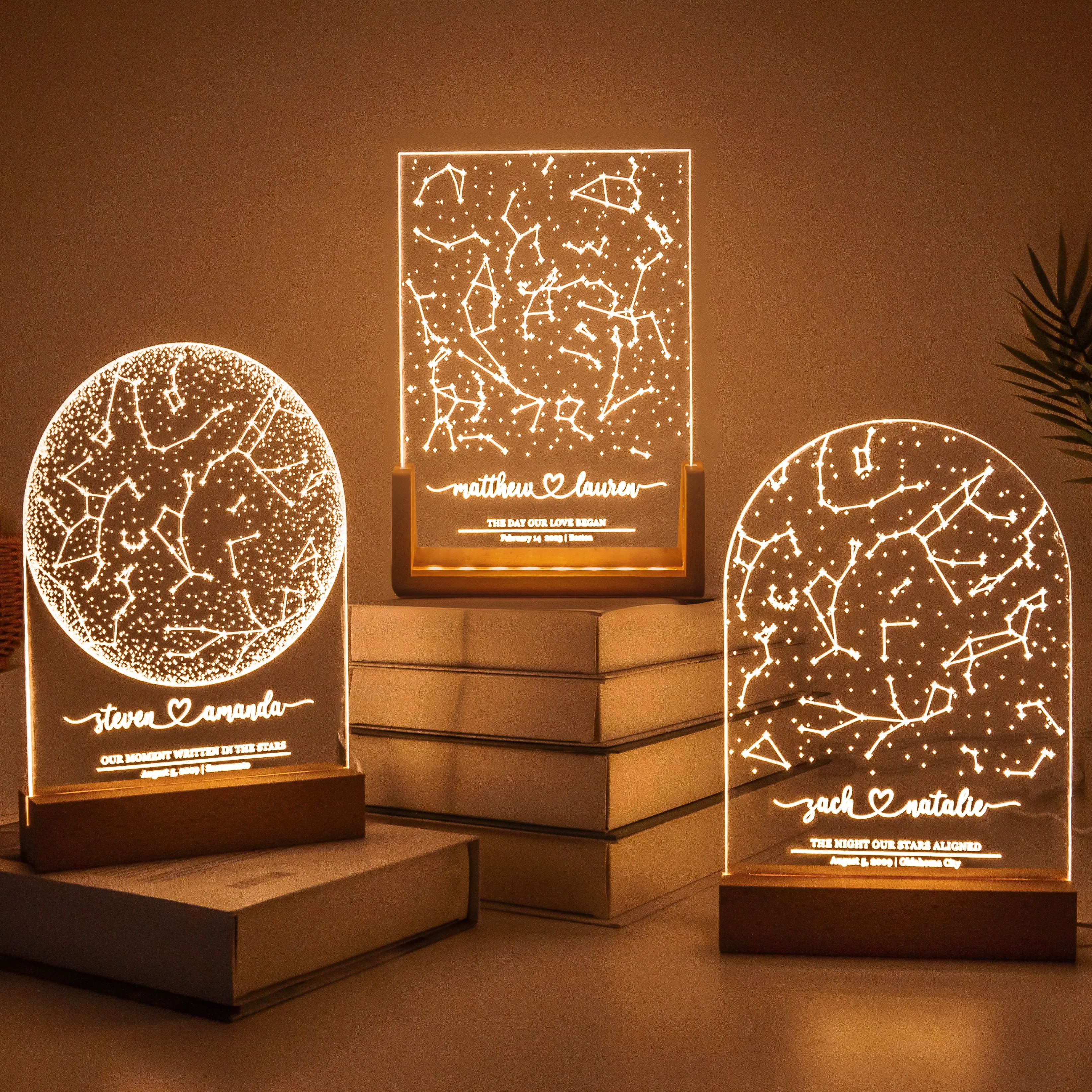 Custom Star Map Night Light, Anniversary Star Map by Date, The Night We Met Constellation, Personalized with Your Names and Location