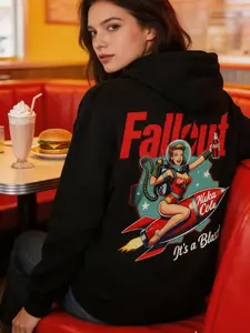 Nuka Coca Fallout Vintage Graphic Tee Hoodie, Unisex Soft Cotton Long Sleeve Tops, Retro Game Fan Casual Fashion Shirts For Men Women
