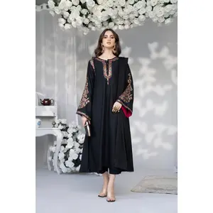 GUL WARUN 3 PCS LINEN EID COLLECTION 08 Casual OOTD Black Dress