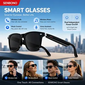 SENBONO Fashion Smart Audio Glasses Bluetooth 5.4 Long Range Connection, Stereo Speakers, Magnetic Charging, Dual 85mAh Battery, Supports Calls and Music Playback, Ideal for Daily Wear