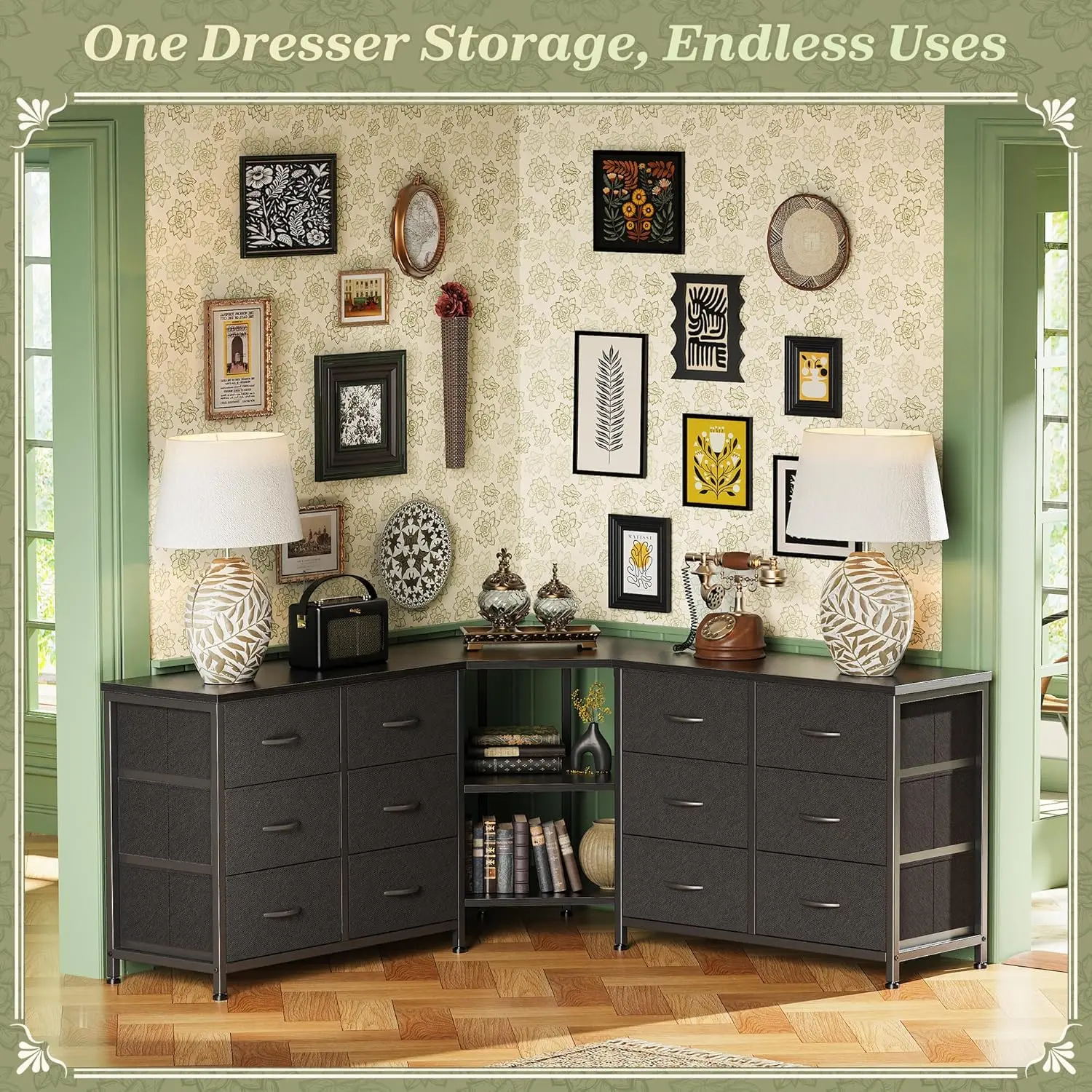 chinese dress ladies Eli 48 inch Tall Dresser Chest, 4 Big Storage Drawers, Glossy White Finish main image 1