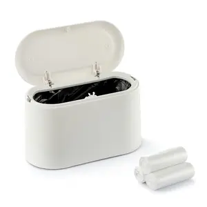 Mini Trash Can for Desk, Tiny Plastic Countertop Garbage Can with Lid, Easy to Use and Keep Desktop Clean for Vanity, Bedside, Bathroom and Kitchen with 3 Rolls Trash Bags