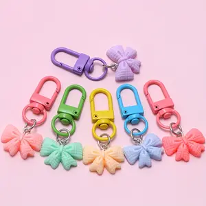 10/20 Pcs Vivid Bow Keychains - Colorful resin lobster clasp keychain with split ring, perfect for backpacks and accessories, backpack accessories | Vivid bow design | Durable plastic keychain, keychain accessories