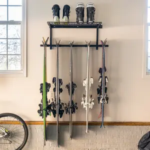 Solitude Ski + Shelf | Adjustable Wall Storage System | Holds 10 Pairs of Skis