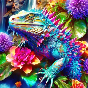 5D DIY Full Drill Round Diamond Painting - Diamond Art Painting Kit Colorful Chameleon Mosaic, Canvas - DIY Decor, Home Wall Decor, Suitable for Halloween and Christmas, Birthday and Anniversary Gifts Diamond Painting Kits