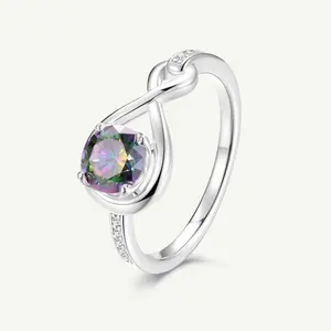 Elegant Infinite Embrace Alexandrite Promise Ring - Birthstone, Color-Changing, Center Stone, Sparkling Accents, Fashion Costume Jewelry Accessory for Promise Gifts, Birthstone Rings, Color-Changing Rings