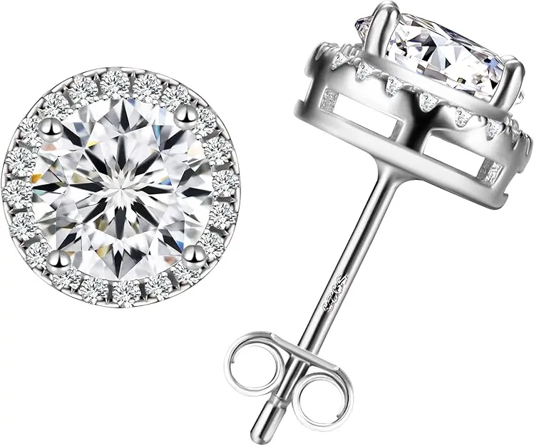 Dazzling 5mm Halo Stud Earrings Brilliant Round D Color VVS1 Synthetic Moissanite  Lab-Grown Luxury with 18K Gold Plating Hypoallergenic Comfort Earrings Studearrings