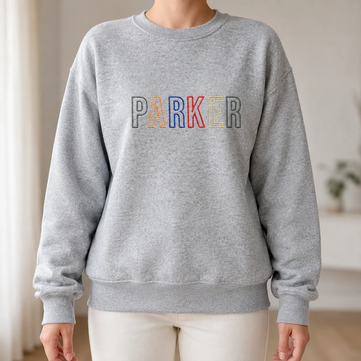 Personalized Toddler Boy Embroidered Sweatshirt, Custom Name Block Letter Pullover, Primary Color Kids Crewneck, Monogram Sweater Gift