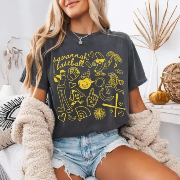 Savannah Baseball Doodle Shirt,Cute Trendy Savannah Baseball Game Day Tee Shirt,Gift for Savannah Baseball Fan,Banana Shirt