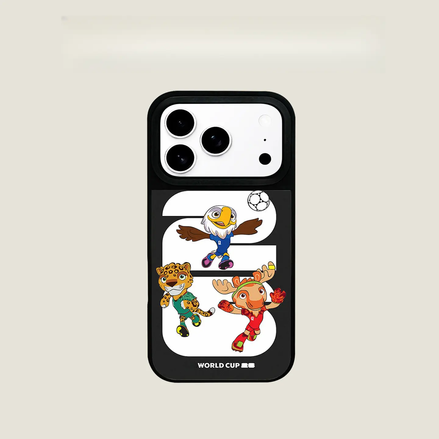 Black-framed black mirror World Cup mascot