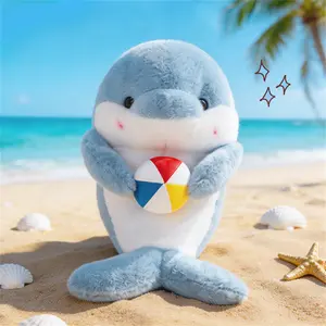 Hugging Ball Ocean Series Plush Toys, Soft Stuffed Animals, Walrus/Seal/Dolphin,Cartoon Marine Life Decorations, Educational Plush Animals for Kids' Room