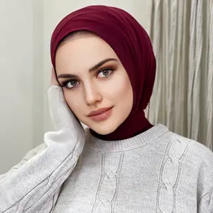 Women's Solid Color Stretch Sweatcloth Sports Hijab with Button-Up Chin Cover, Full Headscarf for Ramadan - Polyester