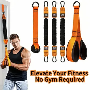 5pcs Heavy-Duty Rubber Resistance Training Set | Adjustable Resistance up to 225lbs | Includes Handle, Door Anchor, 3 Resistance Bands for Deltoid Press, Face Pull, Bicep Curl | Great Holiday Gift for Fitness Enthusiasts