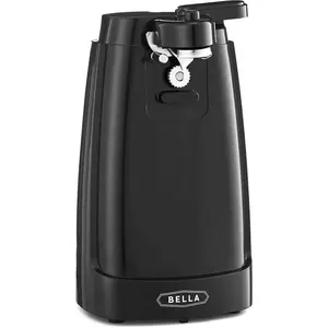 Electric can opener and knife sharpener multifunctional jar and bottle opener with removable cutting lever and cord storage stainless steel blade black