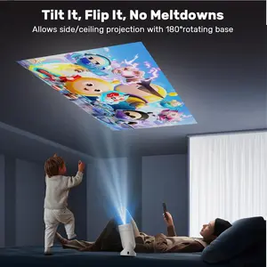 Mini WiFi Bluetooth Projector, 1080P HD Portable Home Theater for iPhone, Android & TV Stick Rudolph