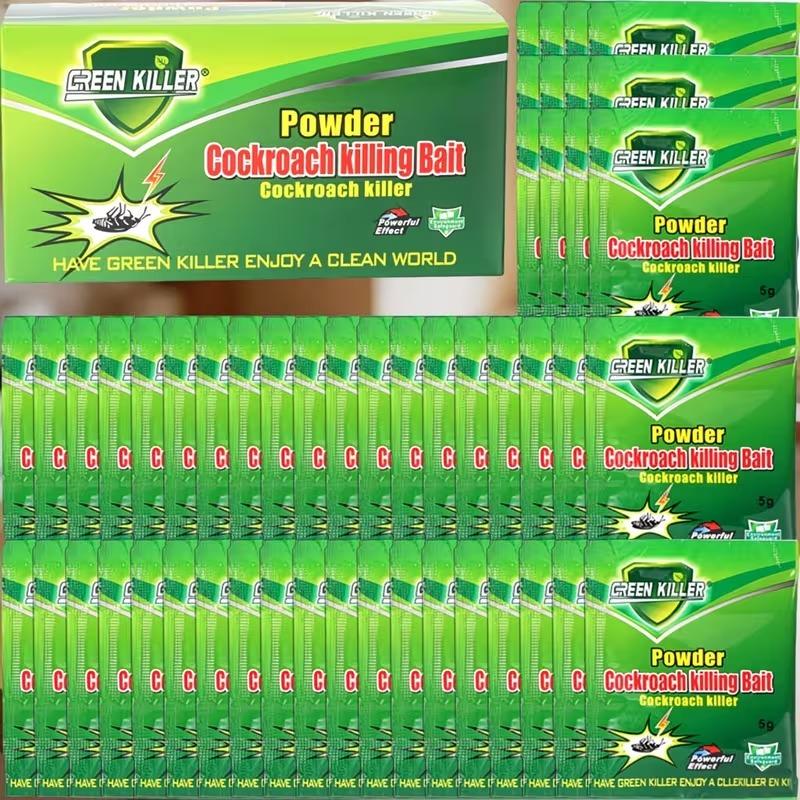 50-Packet High-Efficiency Cockroach Bait Powder - Fast-Acting, Nest-Colony Eliminator, Suitable for Indoor, Outdoor & Kitchen Window Enclosed Spaces (Home Care Supplies)