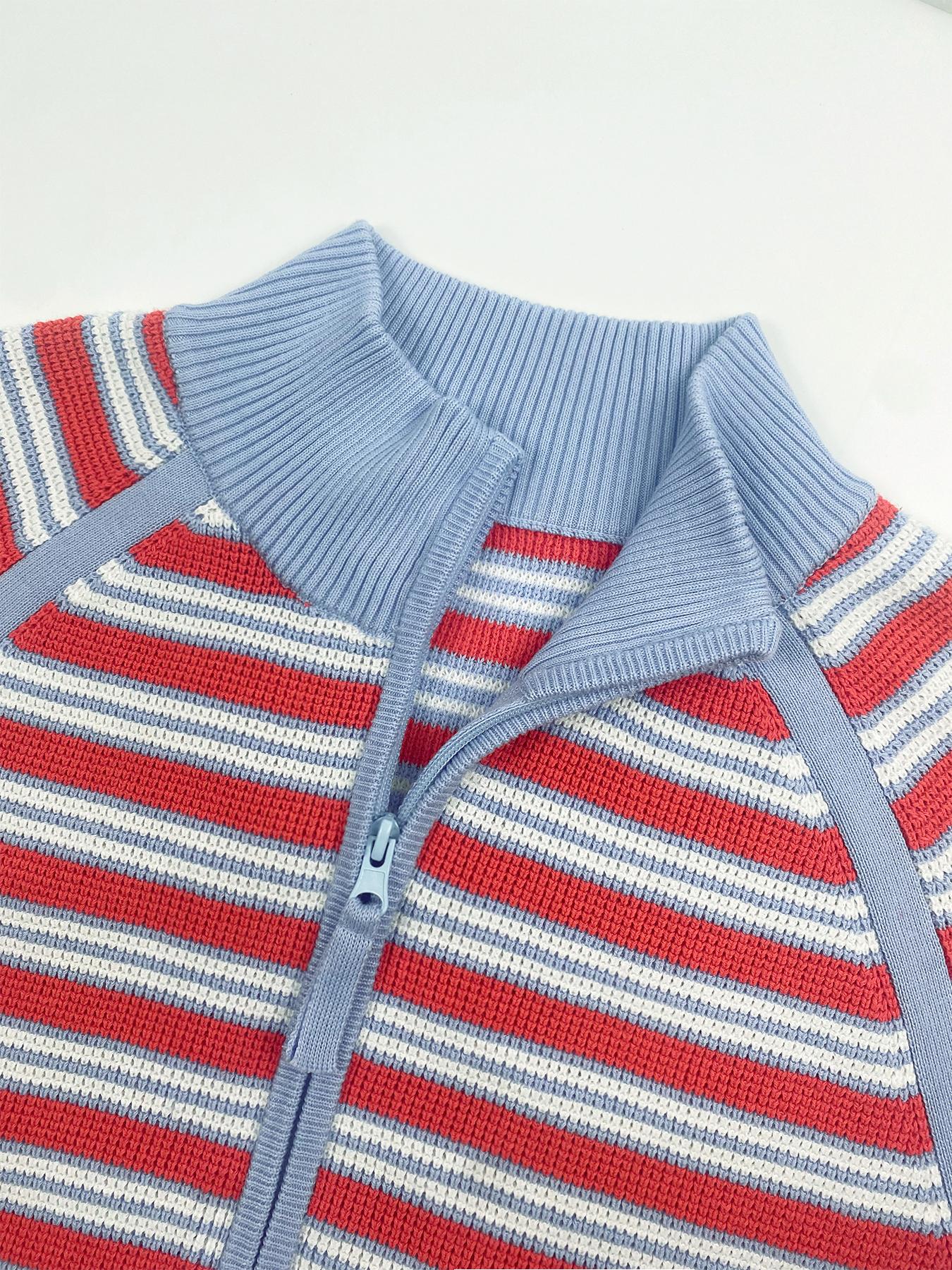 Wodubu Women's Knitwear Sweaters - Half-Zip Striped Ribbed Knit Tops, Long Sleeves, Casual Oversized Fit, Style Options: Mock Neck, V-Neck, 2026 Fall Winter Clothes