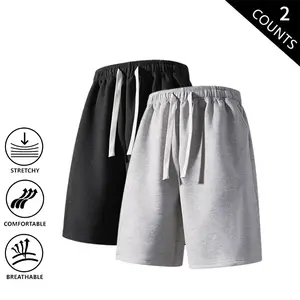 Men’s Summer Lightweight Loose Straight-Leg Bermuda Athletic Shorts, 2-Pack, Versatile Breathable Casual Pants